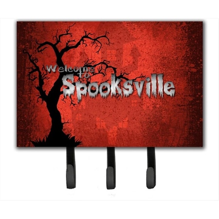 Carolines Treasures 6 x 9 In. Welcome to Spooksville Halloween Leash or Key Holder SB3008TH68